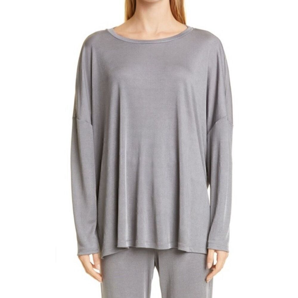 MAX MARA LEISURE Gio Oversize Jersey Top in Medium Grey NWT Size Small